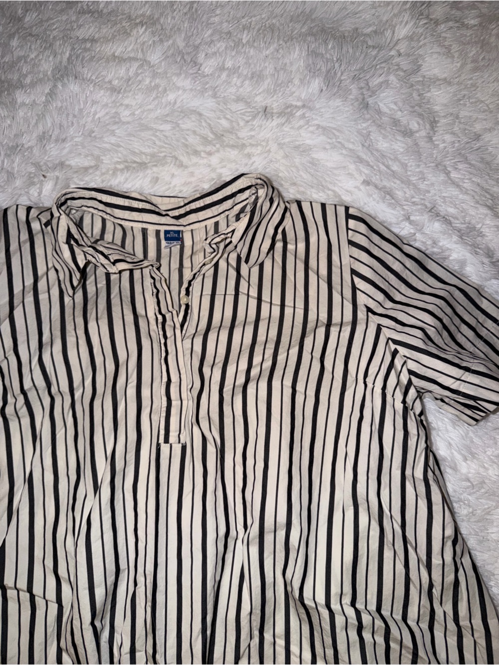 Old Navy Dress Black & White Stripe Button-Up Sz XL Petite Business Casual